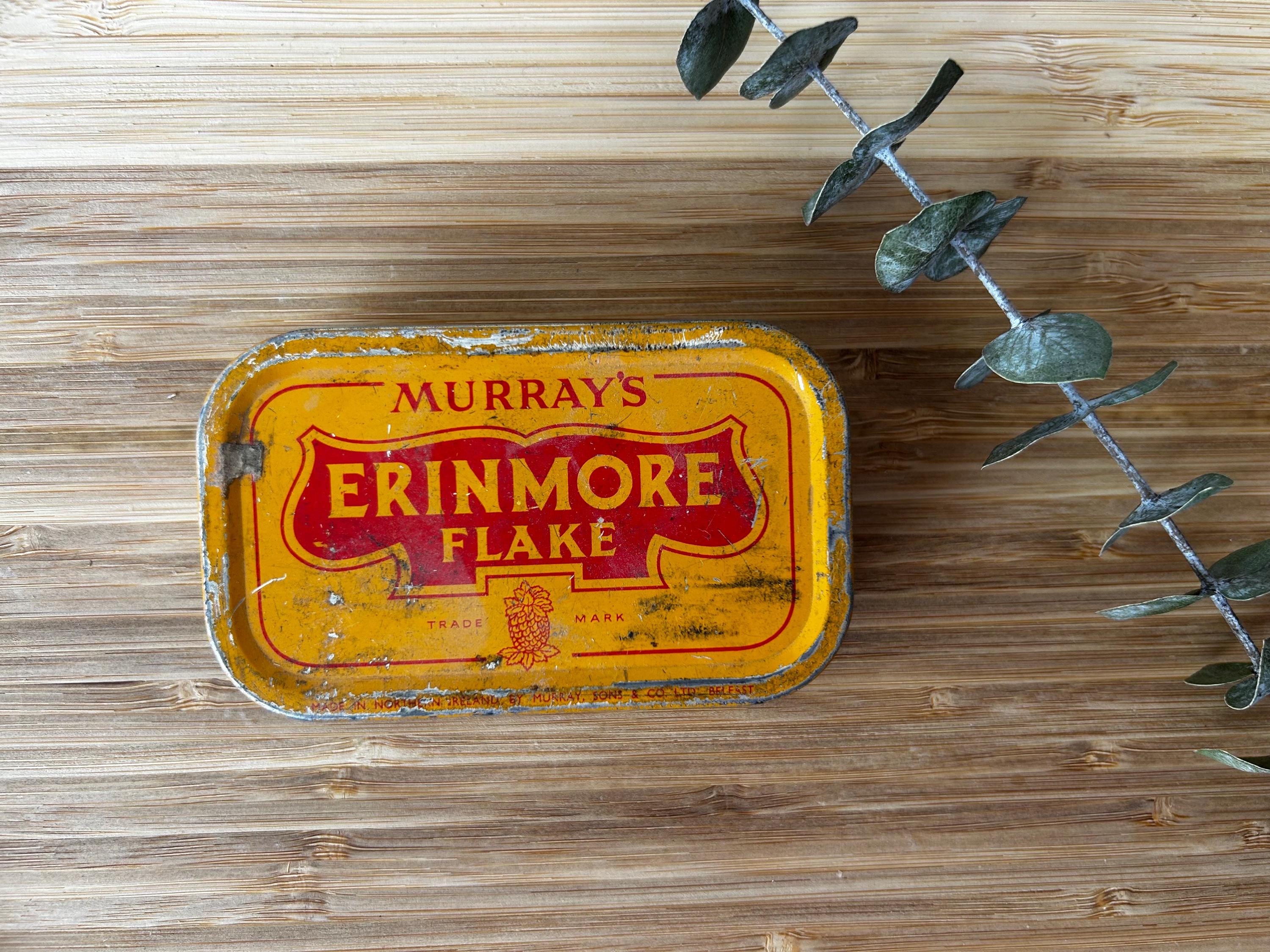 erinmore flake tobacco tin Vintage Murray’s Erinmore Flake Tobacco Tin: Collectible Metal Storage,  Rustic Man Cave Decor