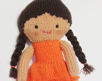 Doll Knitting Pattern with Dress | Toy Rag Doll Pattern | Plush doll pattern | Waldorf doll | PDF Instant Download | Amber