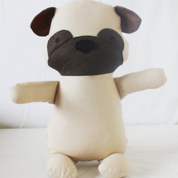 Pug Dog Sewing Pattern Puppy Softie Plush Toy Cloth Doll Pattern PDF