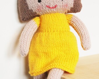 Doll Knitting Pattern with Dress | Toy Rag Doll Pattern | Plush doll pattern | Waldorf doll | PDF Instant Download | Saffron