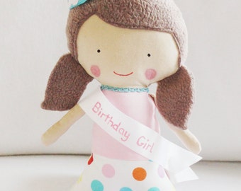 Birthday Girl Doll Pattern - Rag Doll Sewing with hat and sash