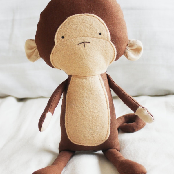 Monkey Sewing Pattern Chimp Softie Plush Toy Cloth Doll Pattern PDF