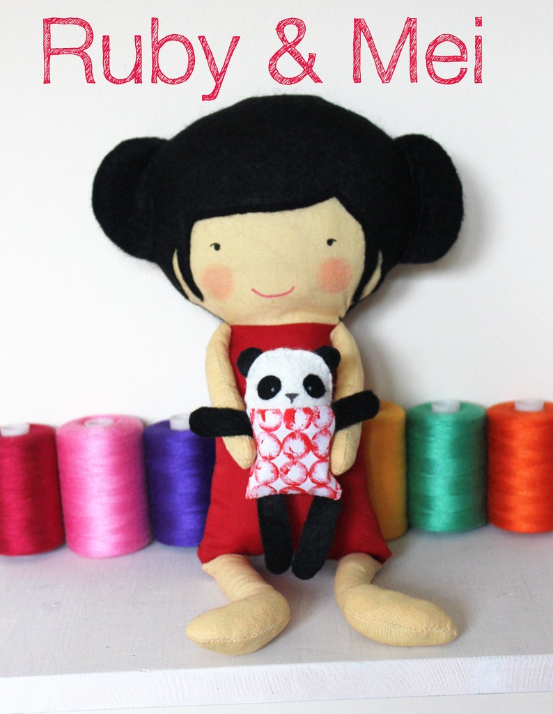 Doll Sewing Pattern Toy Cloth Doll Pattern PDF Ruby & Mei image 2