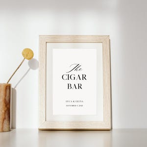Minimalist Modern Wedding Cigar Bar Sign Template, Printable Elegant Cigar Lounge Sign, Simple Wedding Cigar Table Decor, Instant Download