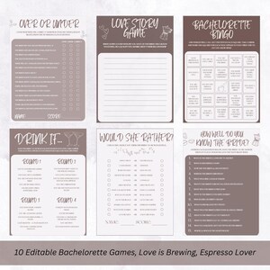 Espresso Bachelorette Spiele Bundle: 10 Ladies Night Spiele (druckbar & bearbeitbar)
