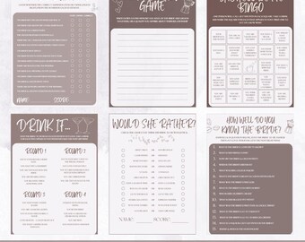 Pacchetto di giochi per l'addio al nubilato, giochi per serate tra donne a tema espresso, stampabili e modificabili