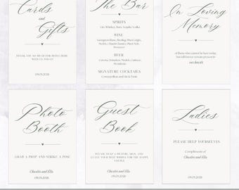 Pacchetto di insegne per matrimoni verde oliva, modelli di insegne per matrimoni modificabili, decorazioni minimaliste per ricevimenti, insegne stampabili su Canva, download immediato