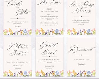 Pacchetto di cartelli floreali modificabili - Decorazioni per matrimoni, tema Girls Gone Mild