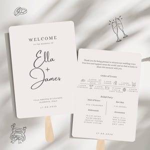 Rustic Wedding Fan Program, Wedding Ceremony, Neutral Colors, Editable on Canva, Instant Download