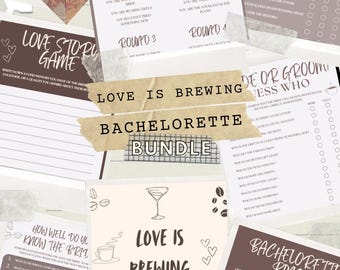 Pacchetto di giochi per addio al nubilato Espresso Martini / Giochi per feste stampabili a tema caffè, invito e menu modificabili su Canva