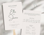 Olive Green Wedding Fan Program Template, Italian Villa Ceremony Fan, Luxury Canva Wedding Program, Destination Wedding