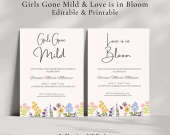 Modello di itinerario per addio al nubilato floreale: Girls Gone Mild (modificabile con Canva)