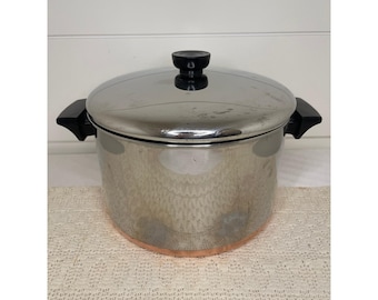Vintage Revere Ware 6 Qt Stock Pot Copper Bottom Stainless Steel Lid USA 95g