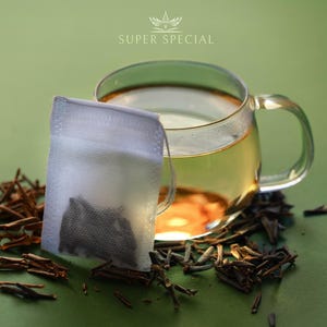 Biodegradable Empty Tea Bags with Drawstring 6x8 cm 25 to 200 pcs | Eco-Friendly Empty Tea Filters for Loose Leaf, Herbs, Fine Tea