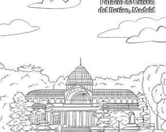 Spain Architecture Coloring – Palacio de Cristal, Madrid | Printable Kids Cultural Activity