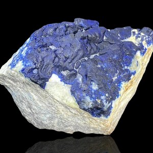 3.170 Kilogram Blue Terminated Lazurite with Sphene Titanite Gonnardite Fluorescent Afghanite and Calcite from Afghanistan