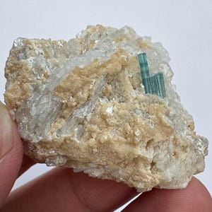Indicolite Tourmaline 34 Gram Blue Crystal with Terminated Quartz Albite Crystals Collector Mineral Specimen from Afghanistan