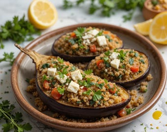 Stuffed Eggplant with Quinoa & Spinach – Gourmet Diabetic-Friendly Feast!