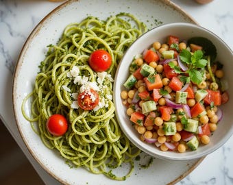 Zucchini Noodles with Pesto Low-Carb, Sugar-Free, Diabetic-Friendly