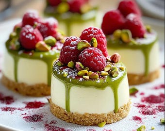 Pistachio & Raspberry Cheesecake Domes A Delightful Dessert