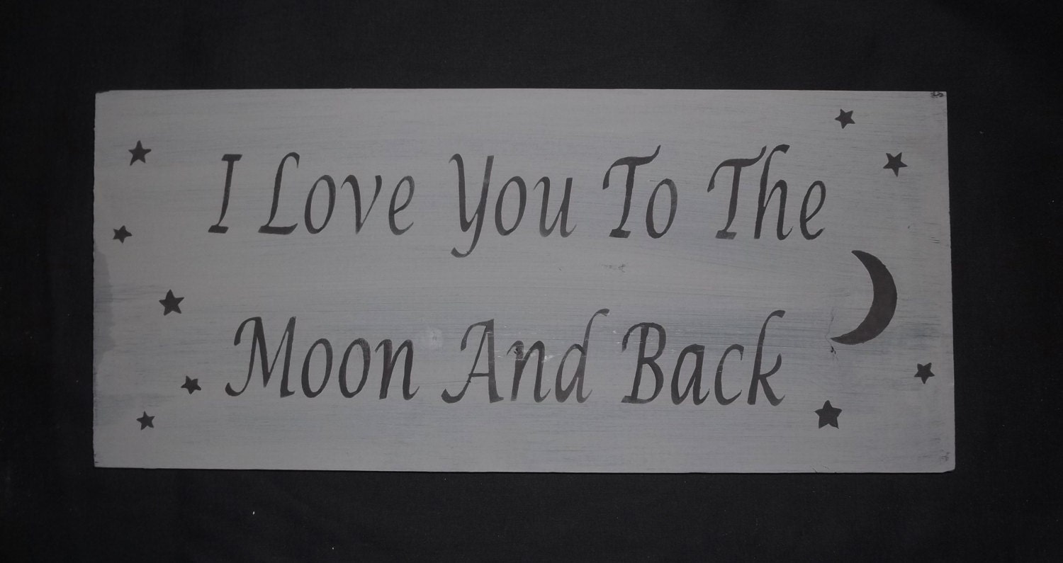 Grey Painted Wood Sign Primitive Bedroom Decor I Love You To The Moon And Back Stars Bed Decoration Country Home Farmhouse Style Wvluckygirl