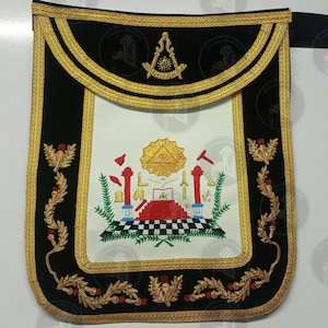 Masonic Regalia Blue Lodge Scottish Rite Traditional Past Master Hand Embroidered Apron.