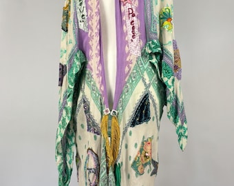 Upcycled Bohemian Embellished Coachella Festival Lightweight Caftan/Kimono/Wrap - Brand: Free People OS