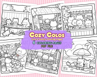 Cozy Animal Coloring Book | 6 Character Pages (PDF)