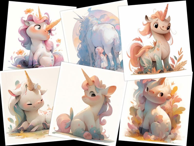 20 PNG Baby Unicorns Clipart Bundle, Magical Unicorn Graphics,cute ...