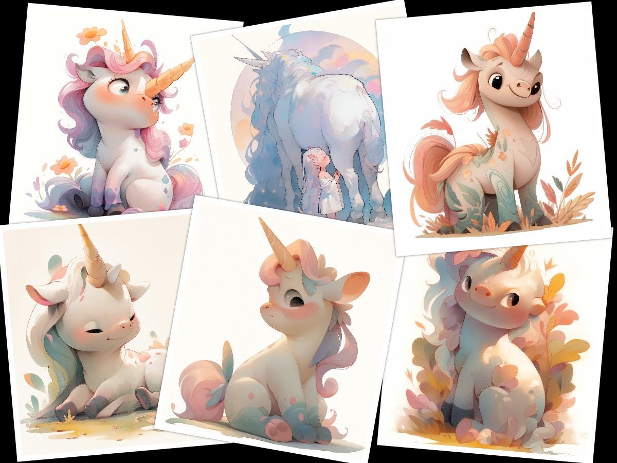 20 PNG Baby Unicorns Clipart Bundle, Magical Unicorn Graphics,cute ...