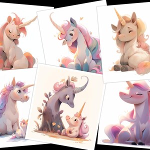 20 PNG Baby Unicorns Clipart Bundle, Magical Unicorn Graphics,cute ...