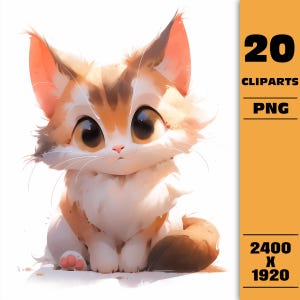 20 Gato e gatinho clipart, gatinho amor clipart, clipart aquarela para impressão, download digital PNG, artesanato em papel, diário de lixo Uso comercial
