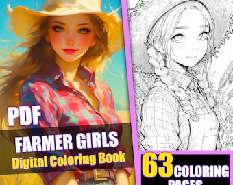 Anime Farmer Girls Coloring Book | 63 Page Manga PDF (Digital Download)