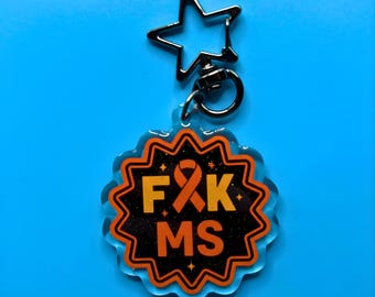 Portachiavi in acrilico glitterato "F*ck MS" - Regalo per la sensibilizzazione sulla SM e sulle malattie croniche