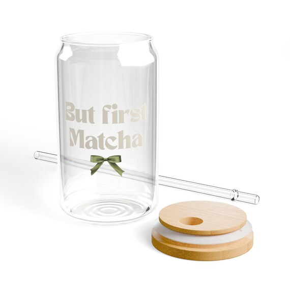 Hejo Bow Verre Avec Paille 500ml - Verre Matcha Couvercle Et Paille, Design Nœud Élégant, Réutilisable