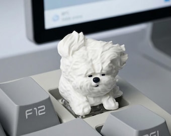 Handmade Schnauzer Keycap for Mechanical Keyboard - Custom Pet Resin Artisan Keycap - Cute Dog Cherry MX Keycap Gift