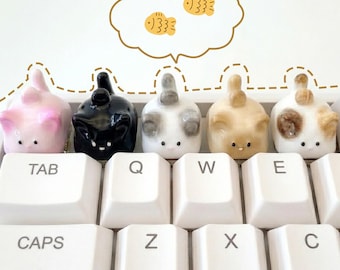 Ceramic Kitten Keycap for Mechanical Keyboard – Cat Lover Workspace Accessory