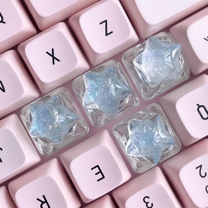 Star Resin Keycaps – 4-star Set for Mechanical Keyboards,pastel Kawaii ...