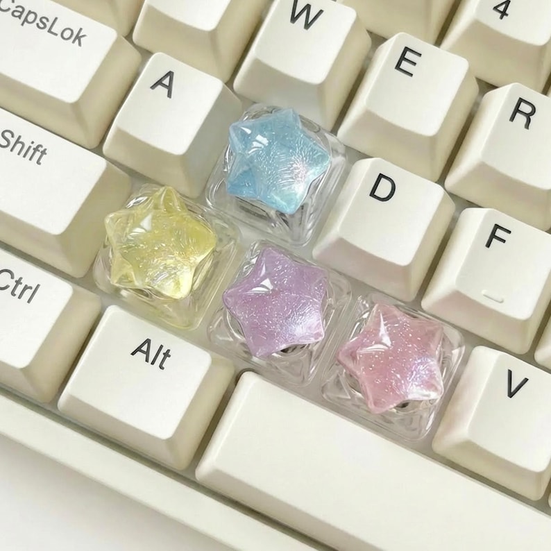 Star Resin Keycaps – 4-star Set for Mechanical Keyboards,pastel Kawaii ...