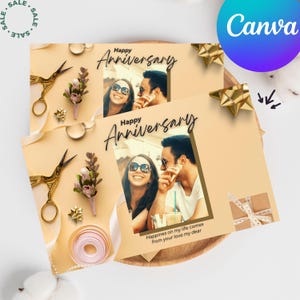 Tarjeta de primer aniversario de bodas, editable con foto, tarjeta de primer aniversario para esposa, tarjeta de primer aniversario, primer aniversario, tarjeta con foto editable
