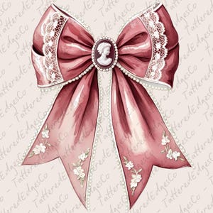 Clipart de arco aquarela vintage, gráfico de camafeu vitoriano, download digital de rosa antiga, estética coquete, fundo transparente, PNG