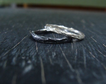 Small Pine Branch Ring, Stackable Band -- Twig Engagement Ring