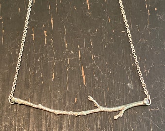 Branch Necklace -- Nature Cast Botanical Jewelry -- Silver Branch Necklace -- Ready to Ship