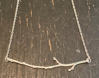 Branch Necklace -- Nature Cast Botanical Jewelry -- Silver Branch Necklace -- Ready to Ship