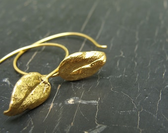 Jacob's Ladder Leaf Hoops -- Botanical Jewelry -- Nature Cast -- Ready to Ship