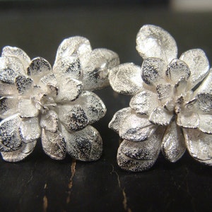 Cliff Stonecrop Rosette Post Earrings -- Nature Cast Botanical Jewelry -- Ready to Ship