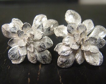 Cliff Stonecrop Rosette Post Earrings -- Nature Cast Botanical Jewelry -- Ready to Ship