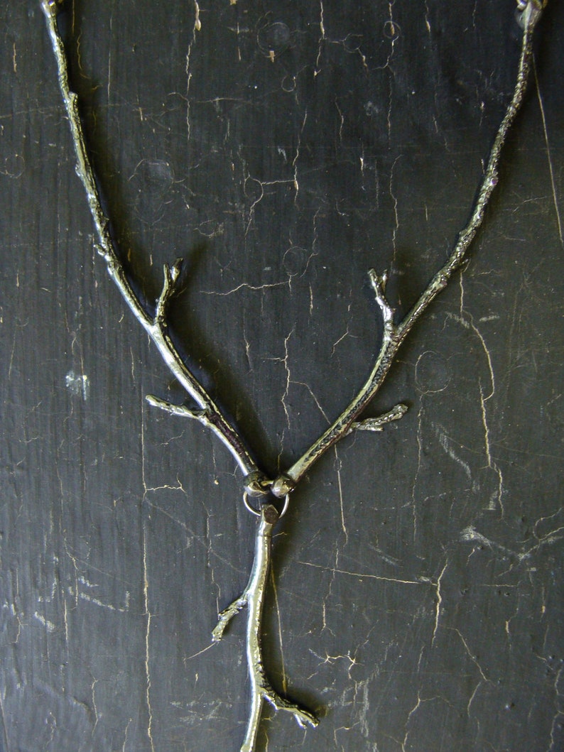 3 Branches Necklace Nature Cast Branches Botanical Jewelry On Sale image 2