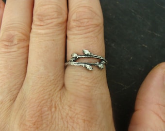 Open Wild Blueberry Branch Ring -- Branch Ring -- Botanical Jewelry