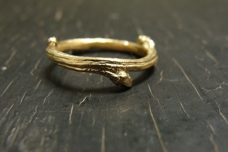 4 Bud Branch Ring Nature Cast Botanical Jewelry image 3